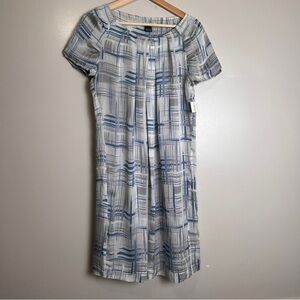 Mac & Jac NWOT Women's Short Sleeve 100% Silk Blue/Gray/White Dress Size 8